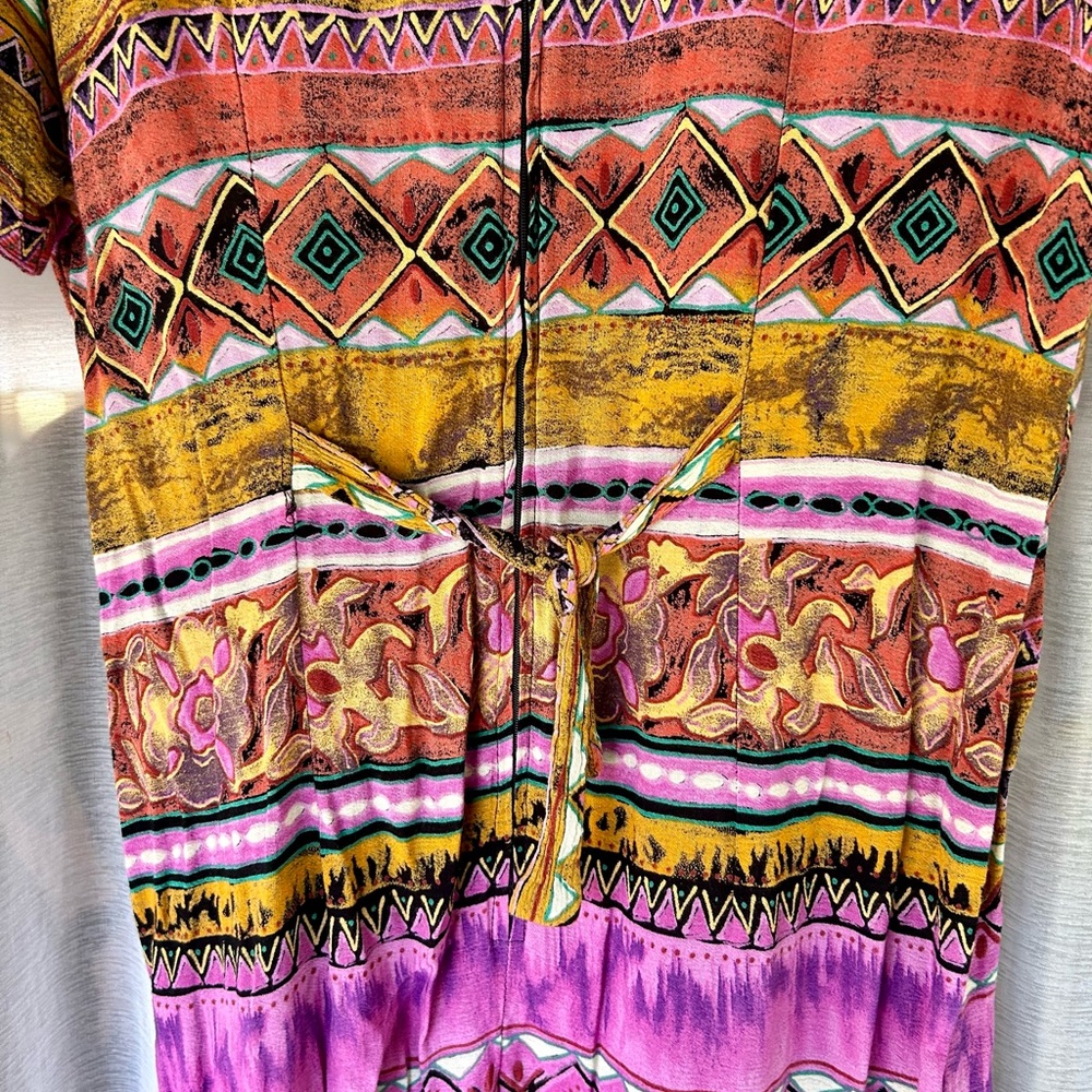 Nina Piccalino colorful vintage Aztec print maxi dress size 16 - Picture 7 of 8